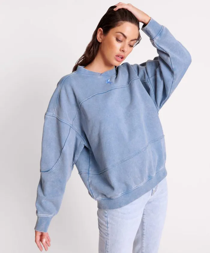 Women BLUE ACID RETRO CREW SWEATER One Teaspoon Hoodies And Sweats