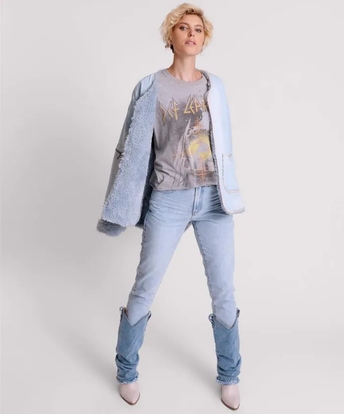 Women BLUE SPACE TEDDY THROWOVER DENIM JACKET One Teaspoon Jackets