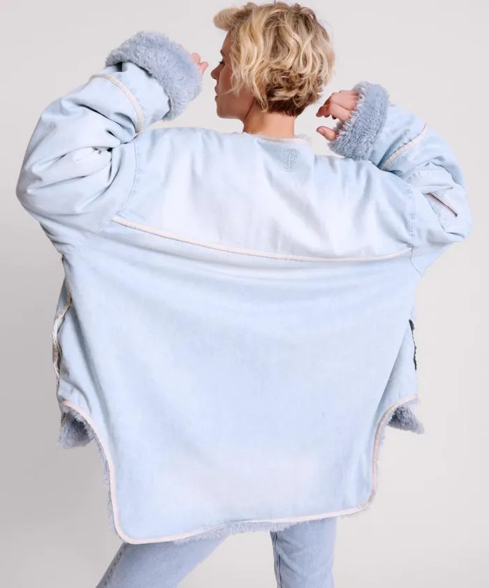 Women BLUE SPACE TEDDY THROWOVER DENIM JACKET One Teaspoon Jackets Women BLUE SPACE TEDDY THROWOVER DENIM JACKET One Teaspoon Jackets