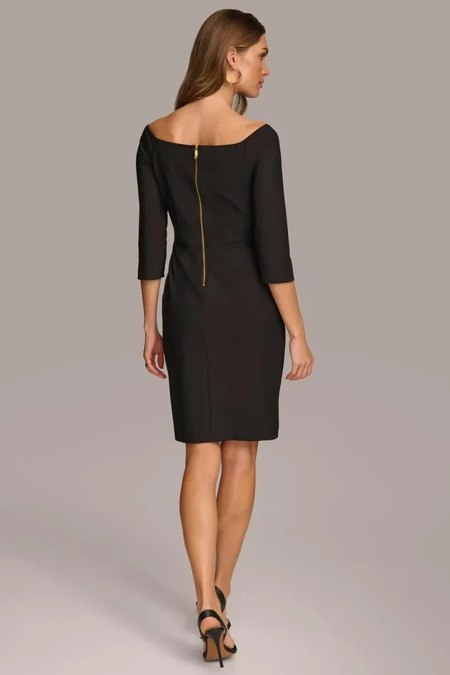 Women BOAT NECK SIDE DRAPE DRESS Black Donna Karan New York Dresses And Jumpsuits Women BOAT NECK SIDE DRAPE DRESS Black Donna Karan New York Dresses And Jumpsuits