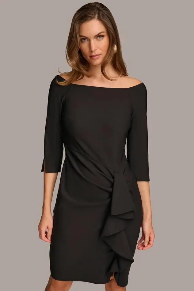 Women BOAT NECK SIDE DRAPE DRESS Black Donna Karan New York Dresses And Jumpsuits Women BOAT NECK SIDE DRAPE DRESS Black Donna Karan New York Dresses And Jumpsuits