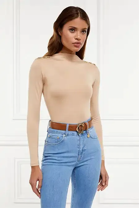 Women Bodysuits Holland Cooper Harper Long Sleeve Bodysuit Light Camel Women Bodysuits Holland Cooper Harper Long Sleeve Bodysuit Light Camel