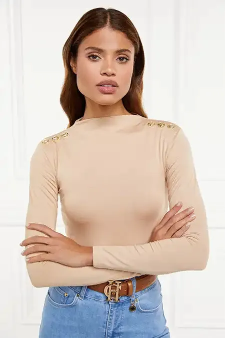 Women Bodysuits Holland Cooper Harper Long Sleeve Bodysuit Light Camel Women Bodysuits Holland Cooper Harper Long Sleeve Bodysuit Light Camel