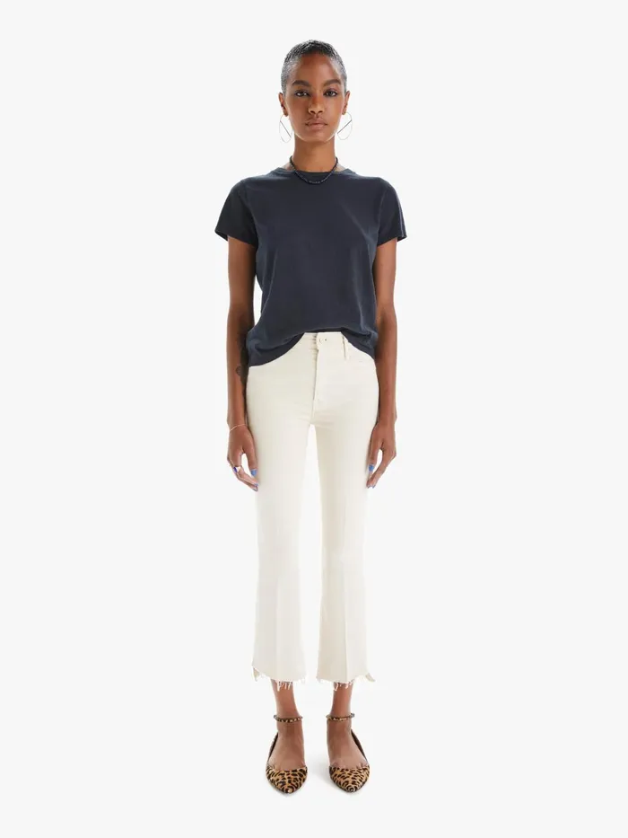 Women Bootcut Mother Denim The Insider Crop Step Fray Natural
