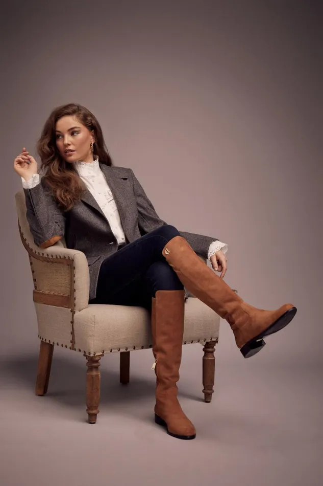 Women Boots Holland Cooper Albany Knee Boot Tan Suede Women Boots Holland Cooper Albany Knee Boot Tan Suede