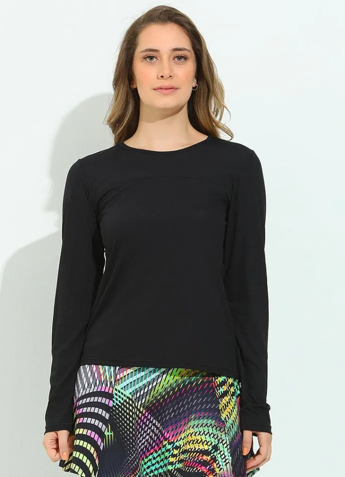 Women Bossa Top Black Dona Jo Long Sleeve Shirts