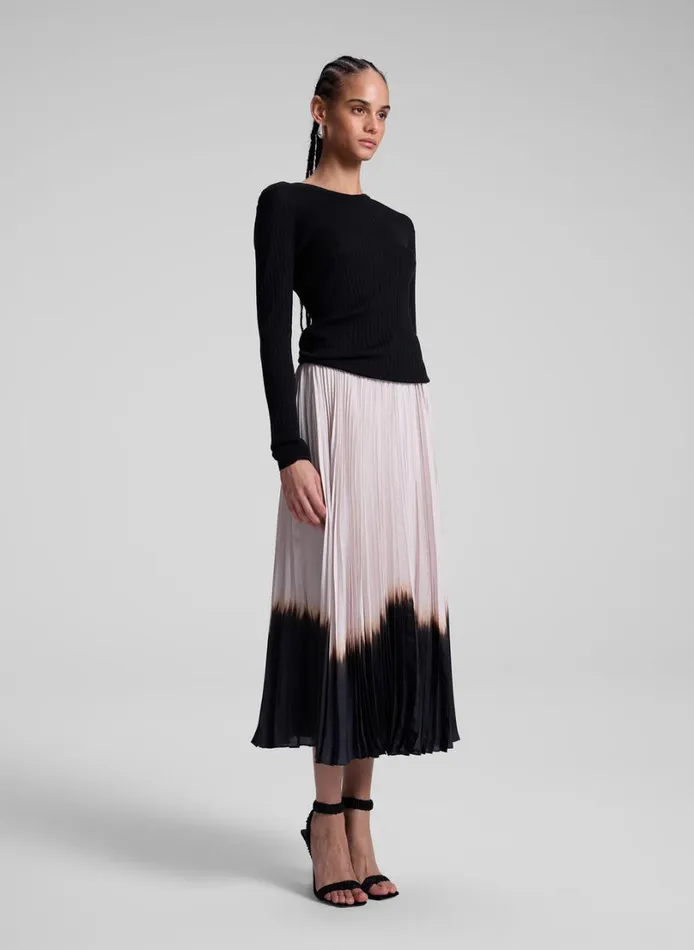 Women Bottoms ALC Tatum Pleated Midi Skirt Oysterblack