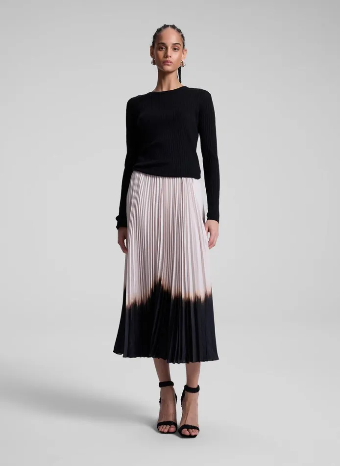 Women Bottoms ALC Tatum Pleated Midi Skirt Oysterblack