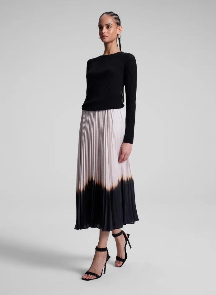 Women Bottoms ALC Tatum Pleated Midi Skirt Oysterblack