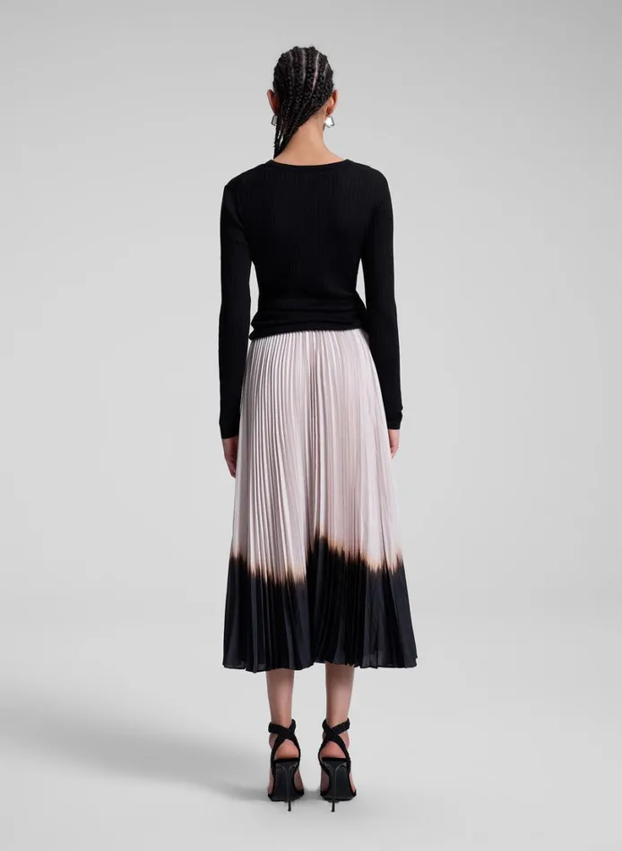Women Bottoms ALC Tatum Pleated Midi Skirt Oysterblack