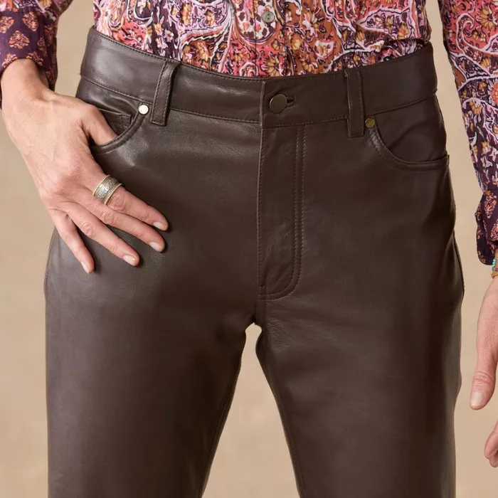 Women Bronwen Leather Pants Chocolate Sundance Catalog Pants and Shorts Women Bronwen Leather Pants Chocolate Sundance Catalog Pants and Shorts