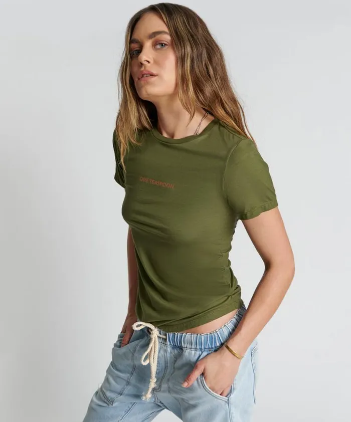 Women BURNT OLIVE LOGO FITTED TEE One Teaspoon Tees and Tanks Women BURNT OLIVE LOGO FITTED TEE One Teaspoon Tees and Tanks