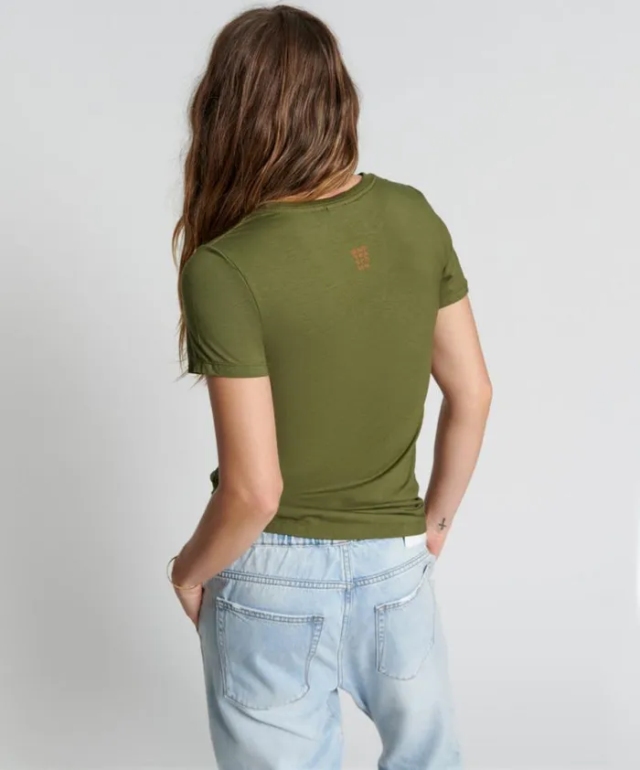 Women BURNT OLIVE LOGO FITTED TEE One Teaspoon Tees and Tanks Women BURNT OLIVE LOGO FITTED TEE One Teaspoon Tees and Tanks