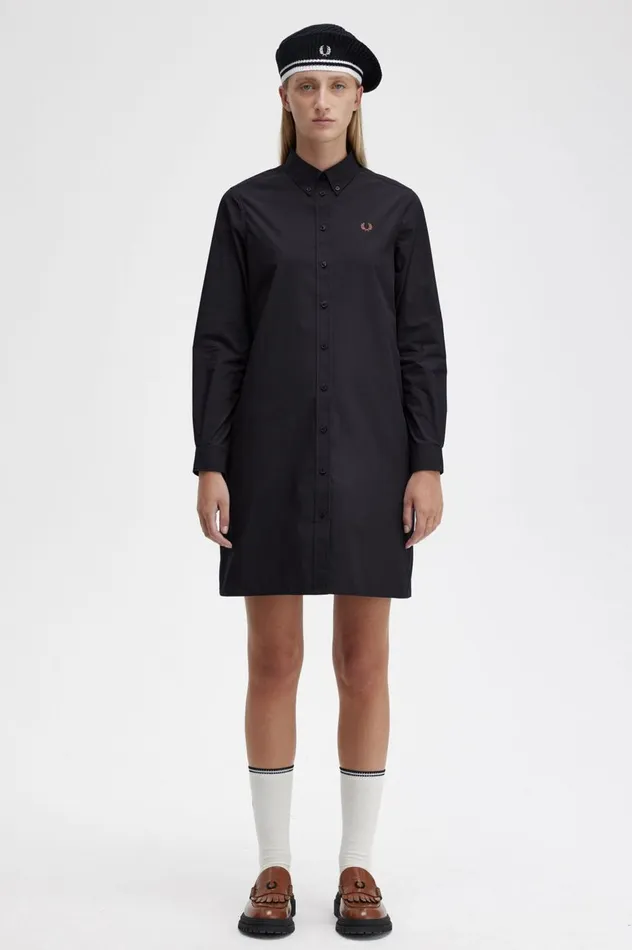 Women ButtonThrough Shirt Dress Black Fred Perry Dresses