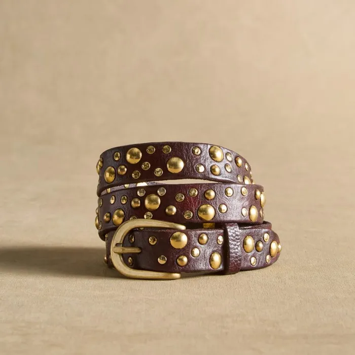 Women Callan Studded Belt Dark Brown Sundance Catalog Belts
