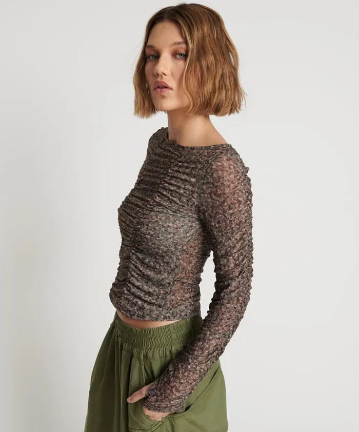 Women CAMO NIGHT FEVER LONGSLEEVE MESH TOP One Teaspoon Tops Women CAMO NIGHT FEVER LONGSLEEVE MESH TOP One Teaspoon Tops