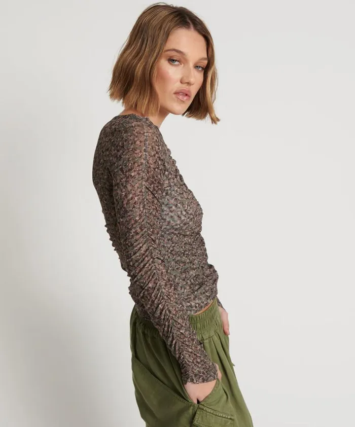 Women CAMO NIGHT FEVER LONGSLEEVE MESH TOP One Teaspoon Tops Women CAMO NIGHT FEVER LONGSLEEVE MESH TOP One Teaspoon Tops