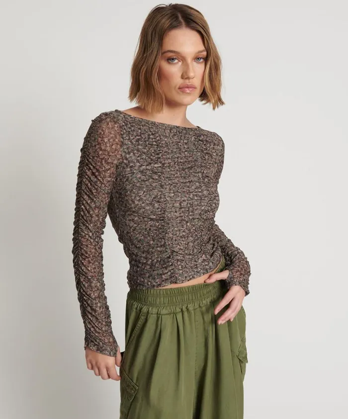 Women CAMO NIGHT FEVER LONGSLEEVE MESH TOP One Teaspoon Tops Women CAMO NIGHT FEVER LONGSLEEVE MESH TOP One Teaspoon Tops