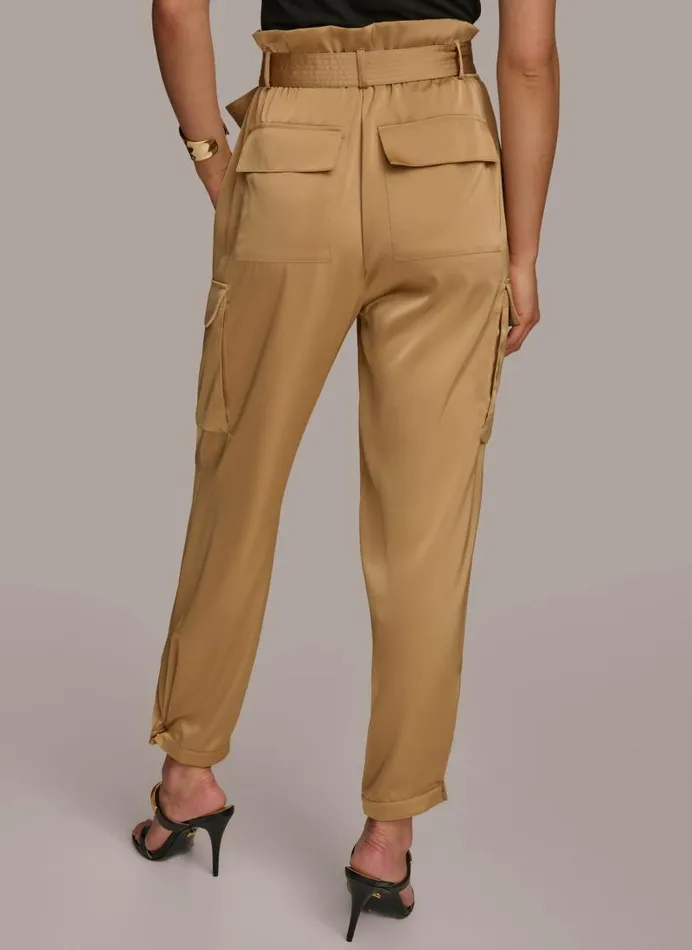 Women CARGO PANT WITH TIE BELT Fawn Donna Karan New York Pants Women CARGO PANT WITH TIE BELT Fawn Donna Karan New York Pants