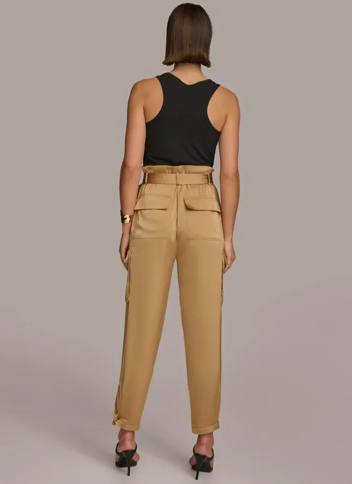 Women CARGO PANT WITH TIE BELT Fawn Donna Karan New York Pants Women CARGO PANT WITH TIE BELT Fawn Donna Karan New York Pants