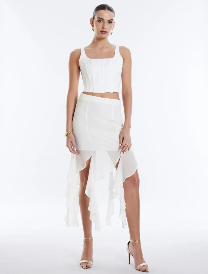 Women Cascading Ruffle Skirt Gardenia BCBG Bottoms