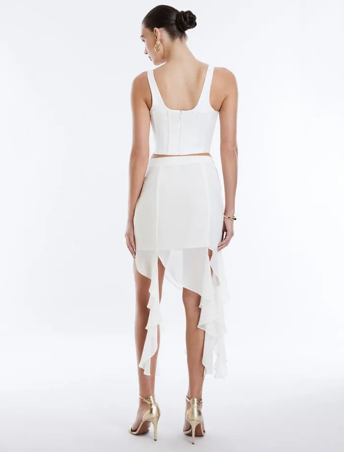 Women Cascading Ruffle Skirt Gardenia BCBG Bottoms Women Cascading Ruffle Skirt Gardenia BCBG Bottoms