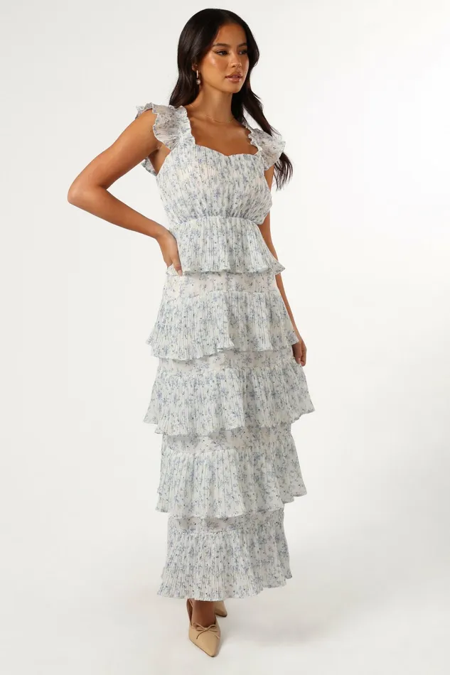 Women Cayson Midi Ruffle Dress Cream Lavender Fall Dresses Petal and Pup