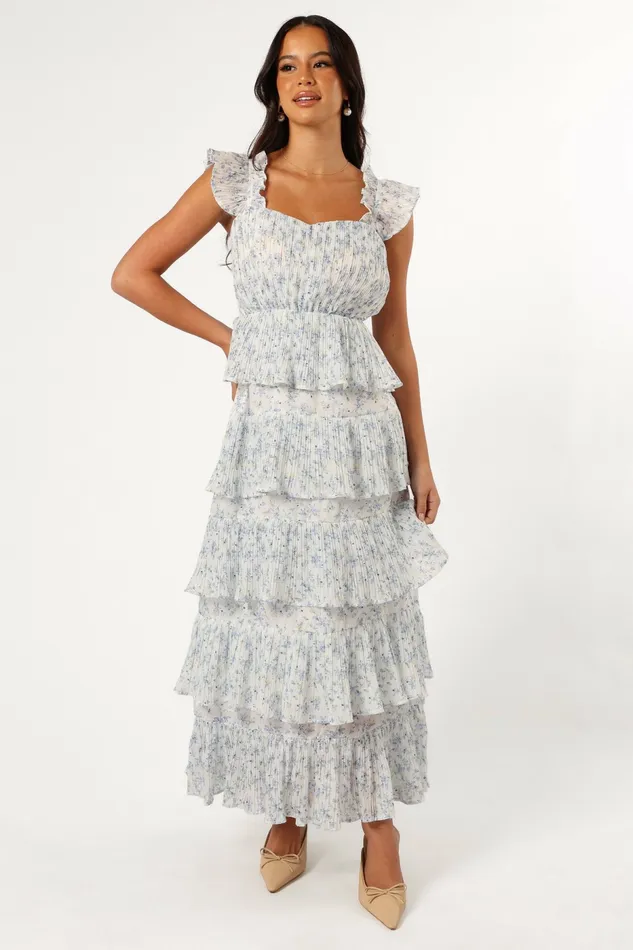 Women Cayson Midi Ruffle Dress Cream Lavender Fall Dresses Petal and Pup