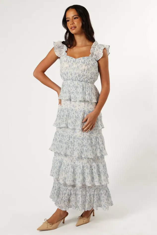Women Cayson Midi Ruffle Dress Cream Lavender Fall Dresses Petal and Pup