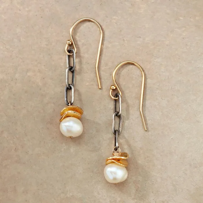 Women Chained Pearl Earrings Sundance Catalog Earrings