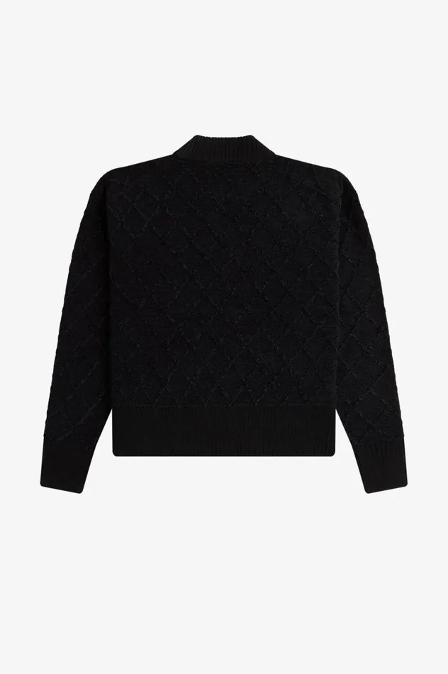Women Chenille Grid Jumper Black Fred Perry Knitwear