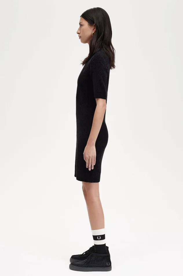 Women Chenille Rib Dress Black Fred Perry Dresses