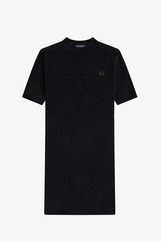Women Chenille Rib Dress Black Fred Perry Dresses