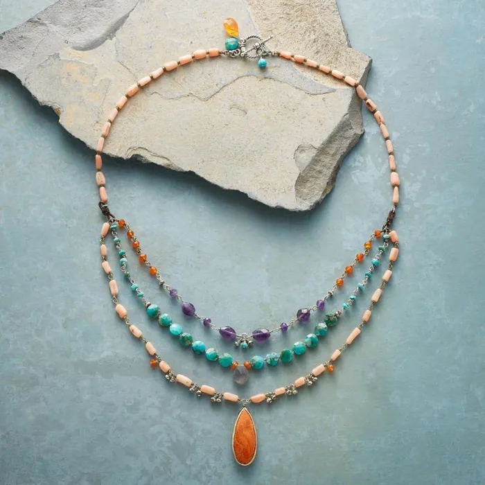 Women Clarissa ThreeTier Necklace Sundance Catalog Necklaces Women Clarissa ThreeTier Necklace Sundance Catalog Necklaces