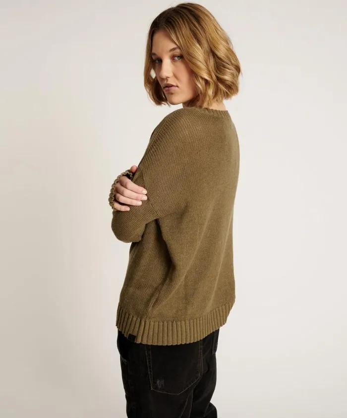 Women CLASSIC POCKET CHUNKY KNIT SWEATER KHAKI One Teaspoon Knitwear Women CLASSIC POCKET CHUNKY KNIT SWEATER KHAKI One Teaspoon Knitwear