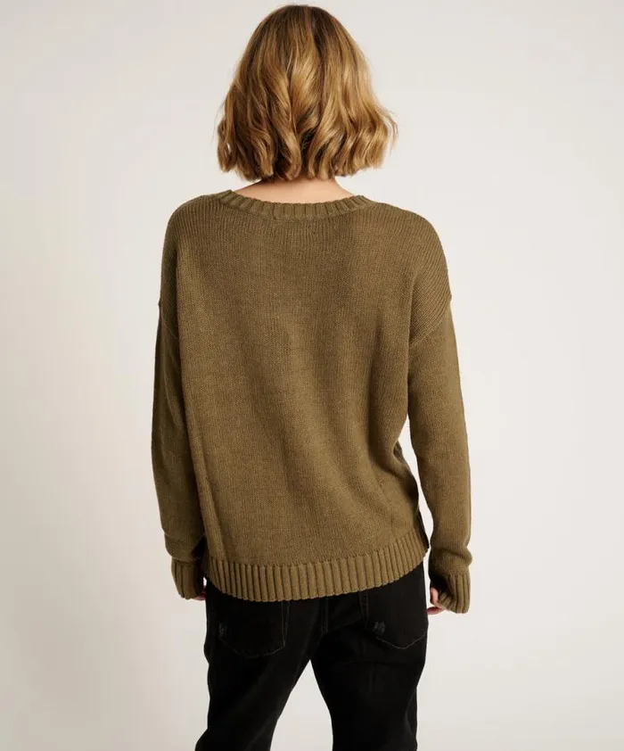 Women CLASSIC POCKET CHUNKY KNIT SWEATER KHAKI One Teaspoon Knitwear Women CLASSIC POCKET CHUNKY KNIT SWEATER KHAKI One Teaspoon Knitwear