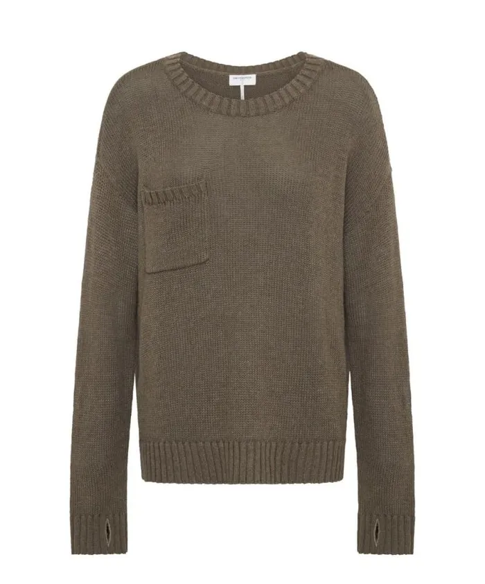 Women CLASSIC POCKET CHUNKY KNIT SWEATER KHAKI One Teaspoon Knitwear Women CLASSIC POCKET CHUNKY KNIT SWEATER KHAKI One Teaspoon Knitwear