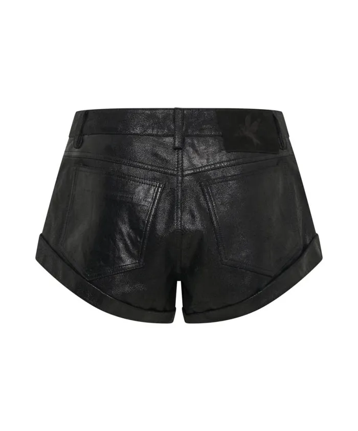 Women COATED BLACK LEATHER BANDITS SHORTS One Teaspoon Bottoms Women COATED BLACK LEATHER BANDITS SHORTS One Teaspoon Bottoms