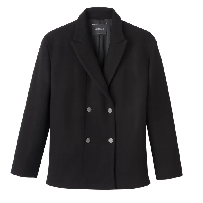 Women Coats and Jackets Longchamp Straight peacoat Black