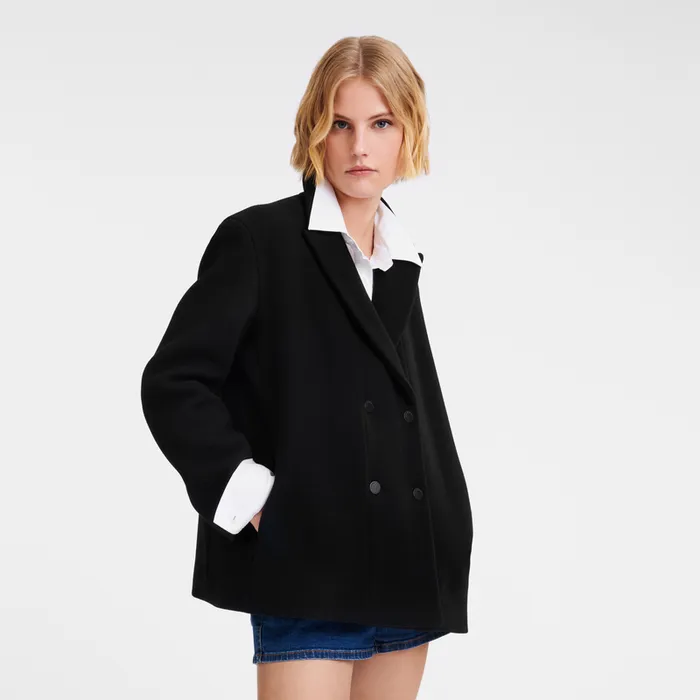 Women Coats and Jackets Longchamp Straight peacoat Black Women Coats and Jackets Longchamp Straight peacoat Black