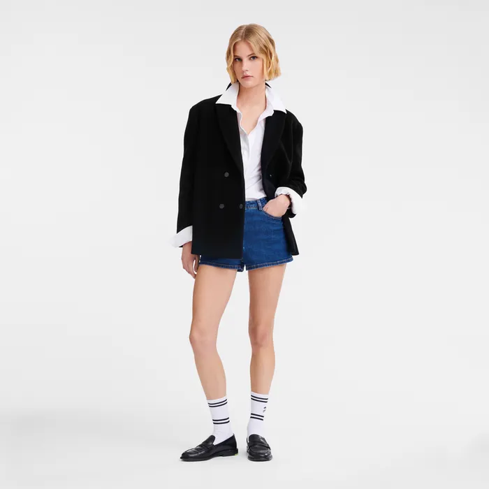 Women Coats and Jackets Longchamp Straight peacoat Black Women Coats and Jackets Longchamp Straight peacoat Black