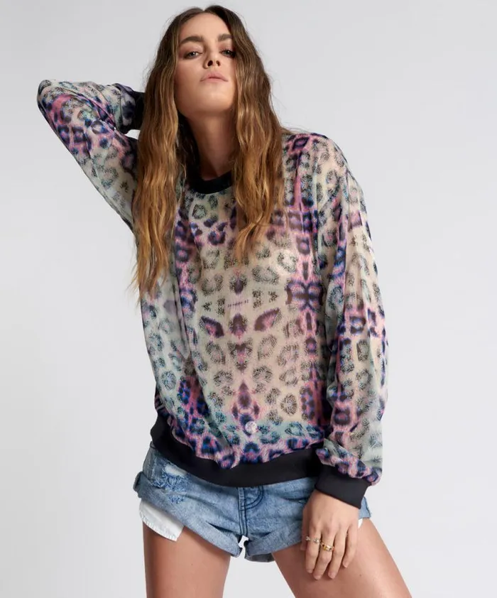 Women COLLISION CHIFFON LONGSLEEVE TOP One Teaspoon Tops