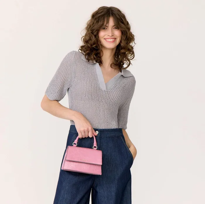 Women Colton Mini TopHandle Bag Pink Croc Fiorelli Grab Bags