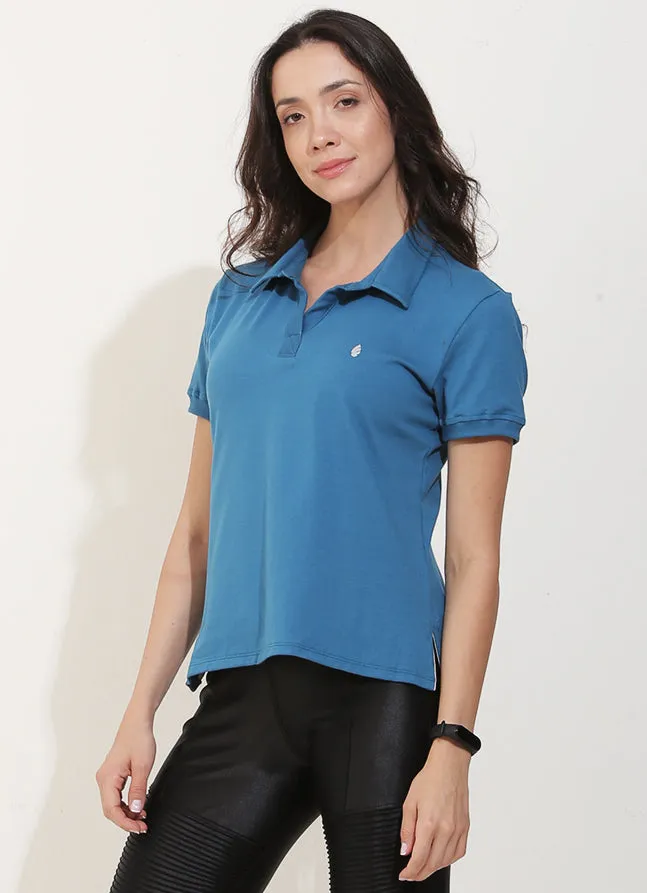 Women Court Polo Blue Dona Jo Short Sleeve Shirts