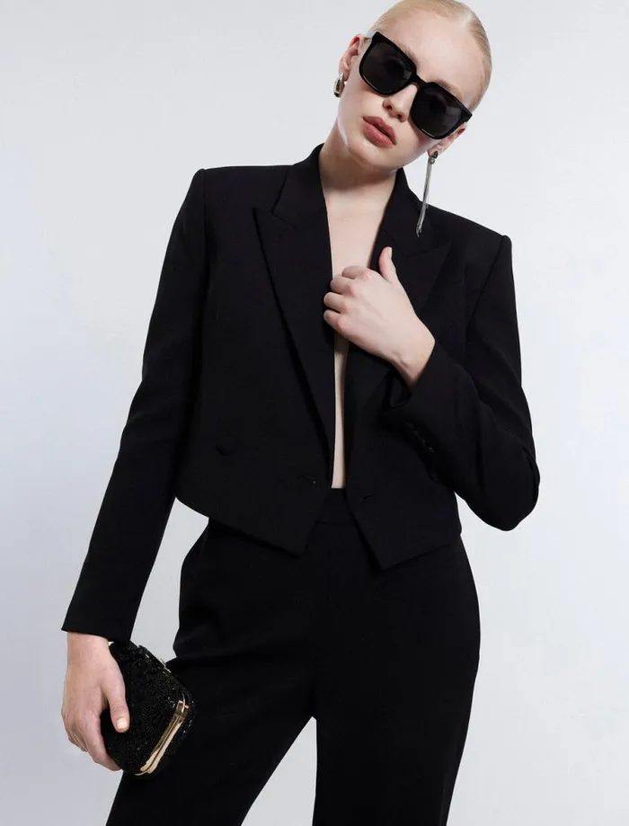 Women Cropped Blazer Black BCBG Jackets and Blazers Women Cropped Blazer Black BCBG Jackets and Blazers