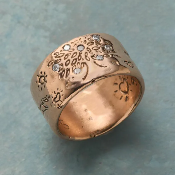 Women Dappled Forest Ring Rose Gold Sundance Catalog Rings