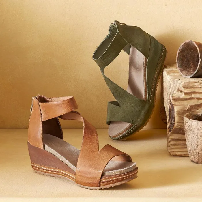 Women Davi Wedge Sandals Tan Sundance Catalog Sandals