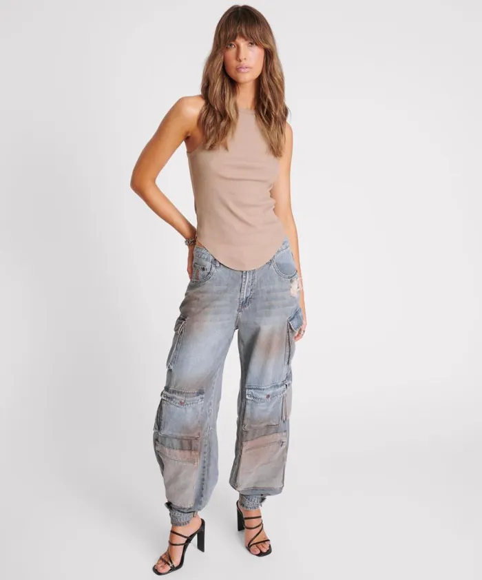 Women DISTRESSED RAMONE RIB TANK One Teaspoon Tops Women DISTRESSED RAMONE RIB TANK One Teaspoon Tops