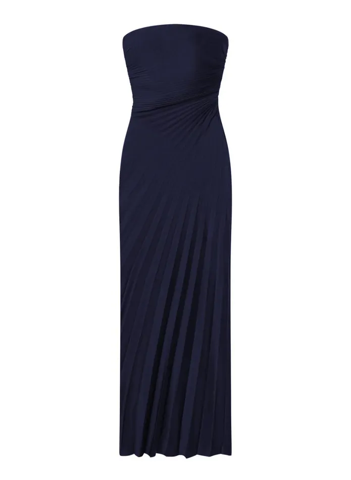 Women Dresses ALC Bianca Strapless Pleated Maxi Dress Riviera