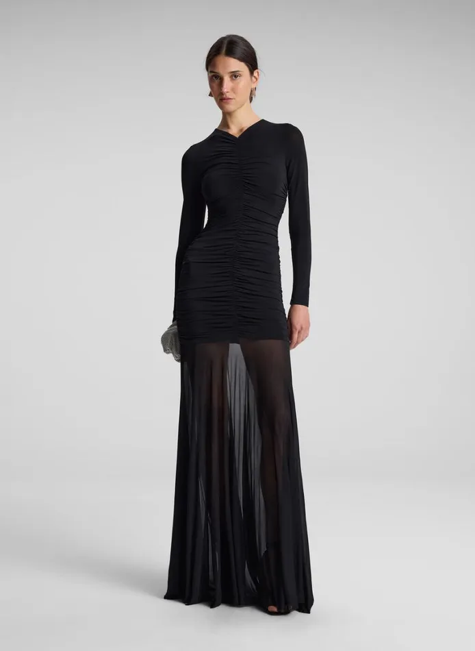 Women Dresses ALC Fawn Ruched Mesh Maxi Dress Black